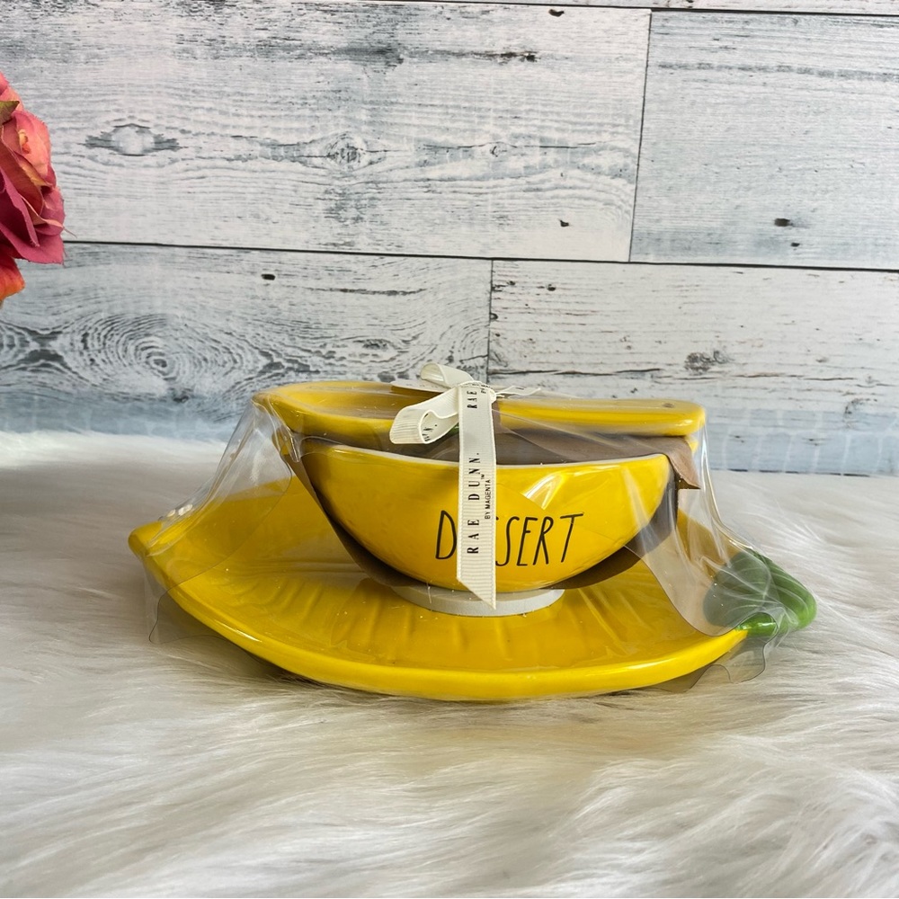 Rae Dunn DESSERT Lemon 3 PC Serving Set